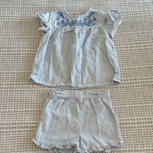 Adorable Blue Striped Kids Matching Set